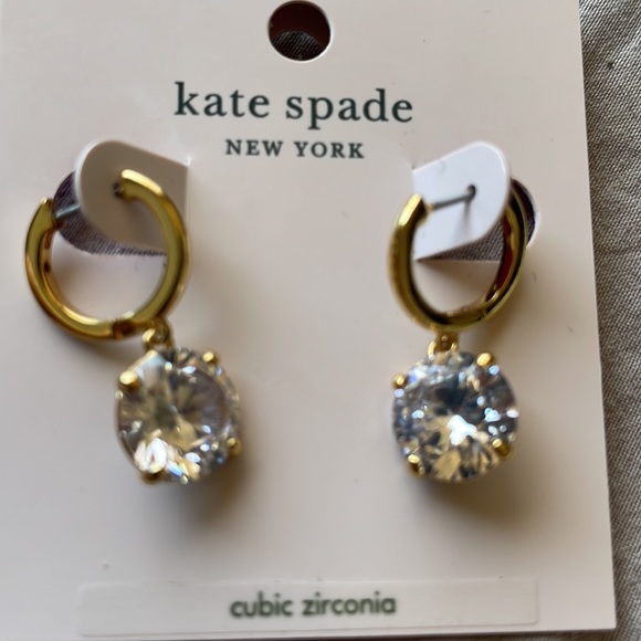 Kate Spade Round CZ Crystal Huggie Hoop Earrings - Picture 7 of 7